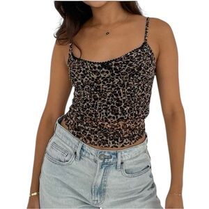 NWT Grey Bandit Leopard Crop Top Camisole Mesh Lined Brown Black L TikTok